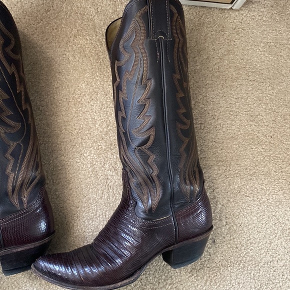 Chocolate iguana lizard leather Justin boots cowboy style original from 1990s. - Picture 5 of 6